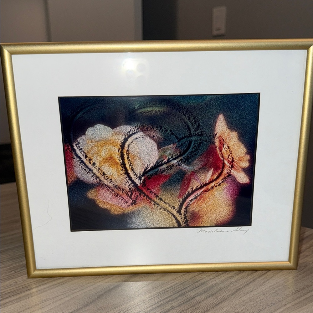 Signed Abstract Art Photograph in Gold Frame